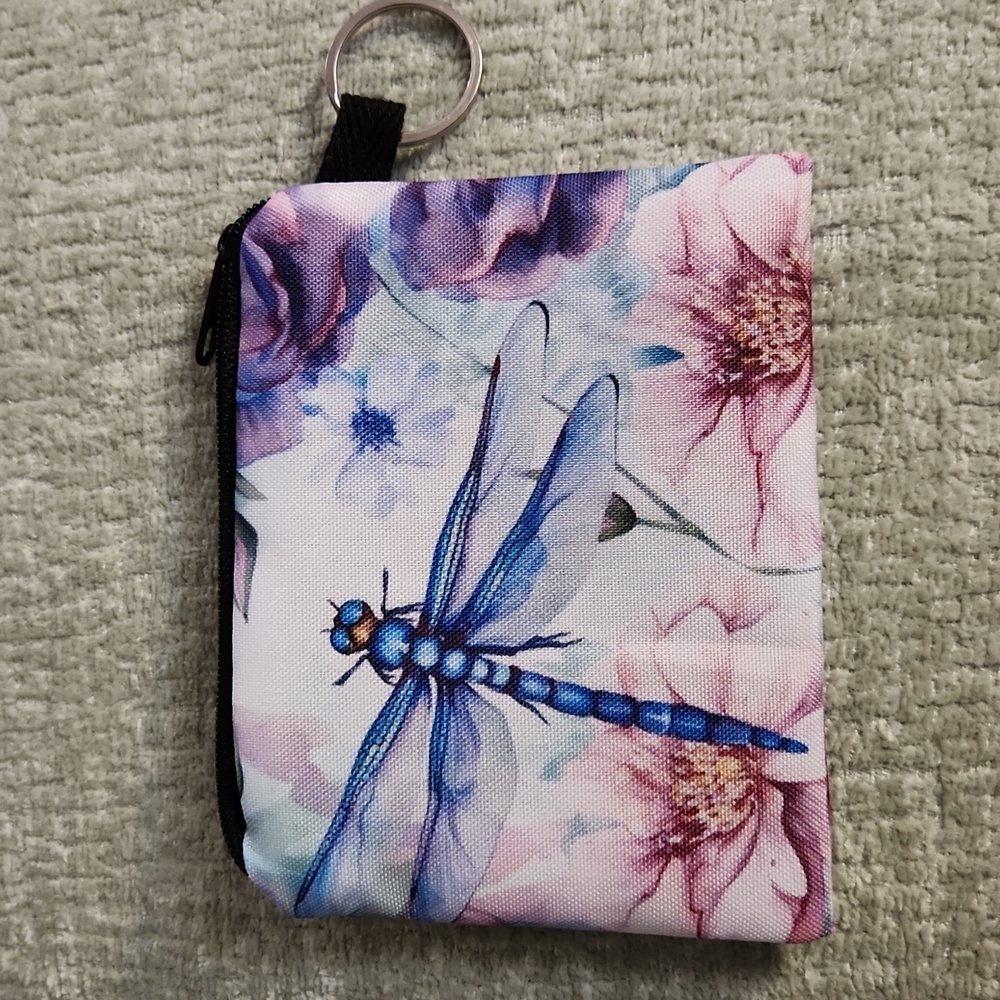 NEW - Coin purse, Change bag with a Key Ring - Dragonfly